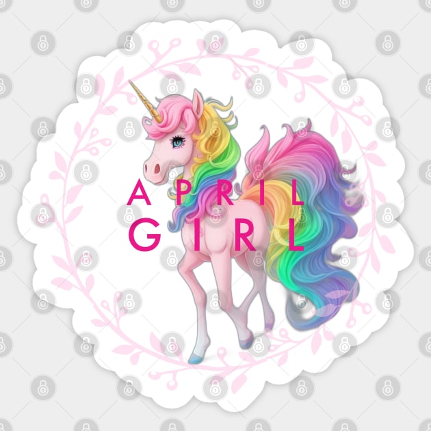 Born in april unicorn Sticker by Aceplace Design